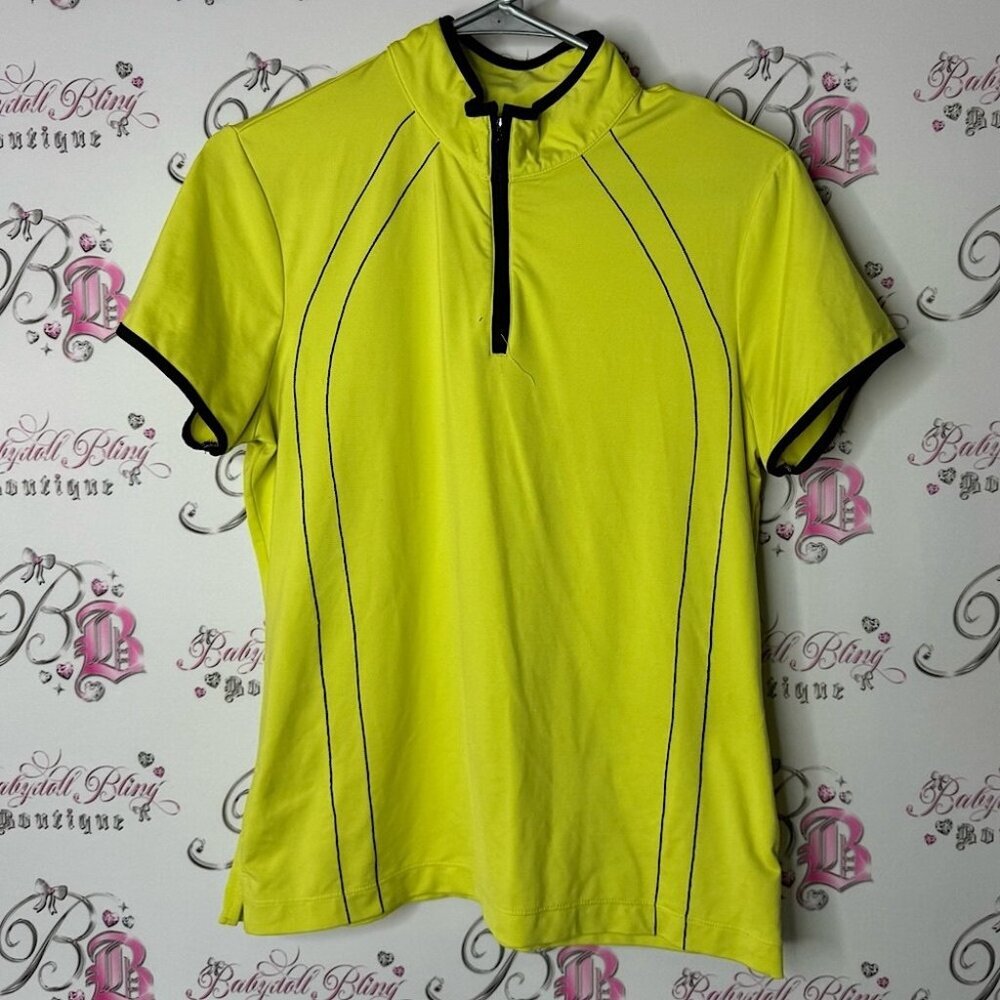 EP Pro Tour Tech Neon Yellow Top zip up half neon yellow green black stripes